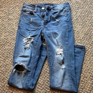 Aeropostale Distressed Blue Skinny Jeans